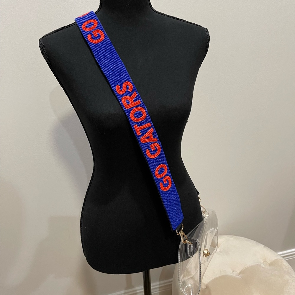 44” Florida “Go Gators” crossbody seed bead purse strap only